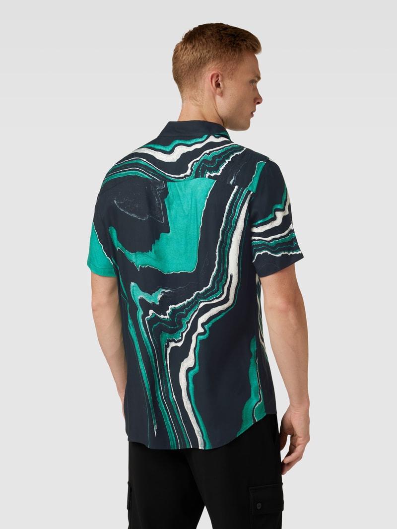 Freizeithemd aus Viskose im Allover-Look in schwarz