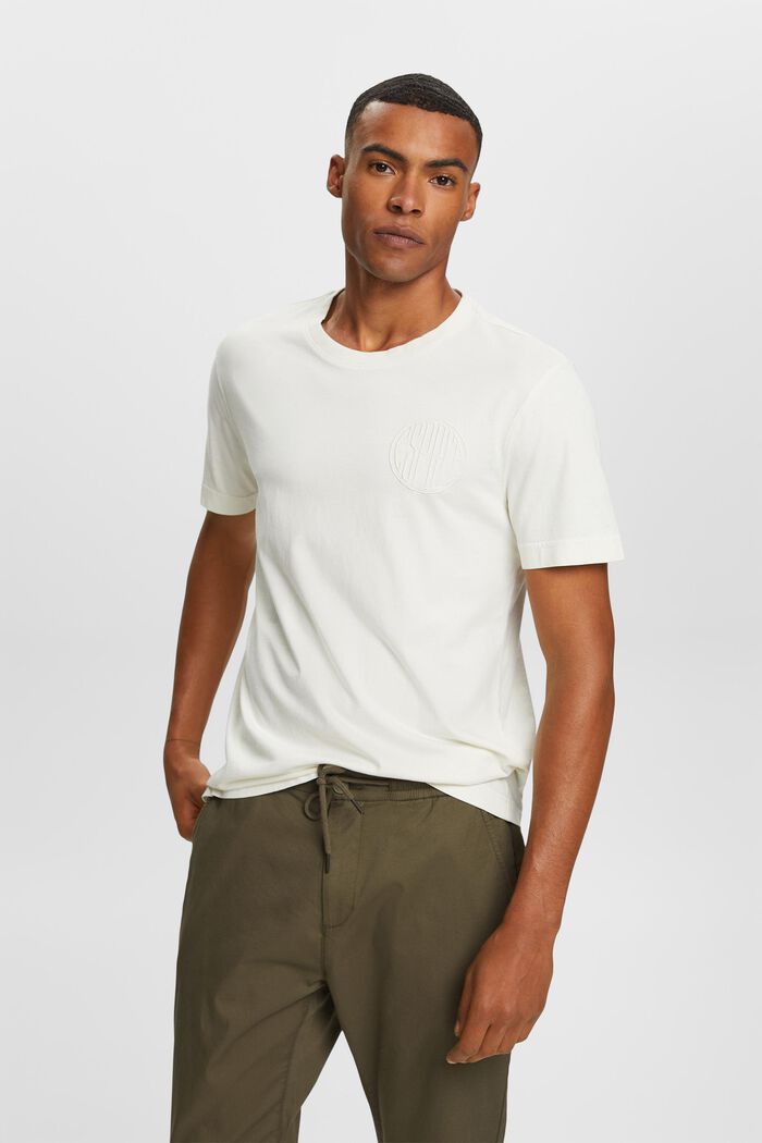 T-Shirt mit Sticklogo, 100 % Bio-Baumwolle
