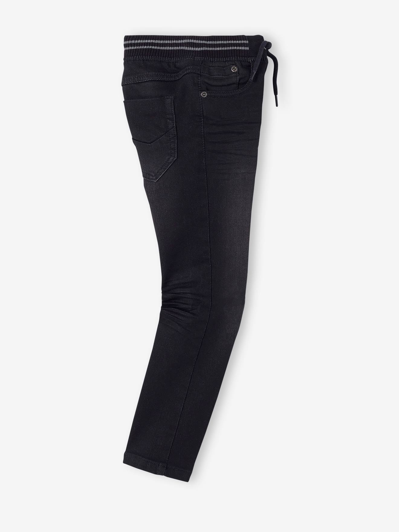 Jean droit en molleton effet denim facile à enfiler garçon double stone