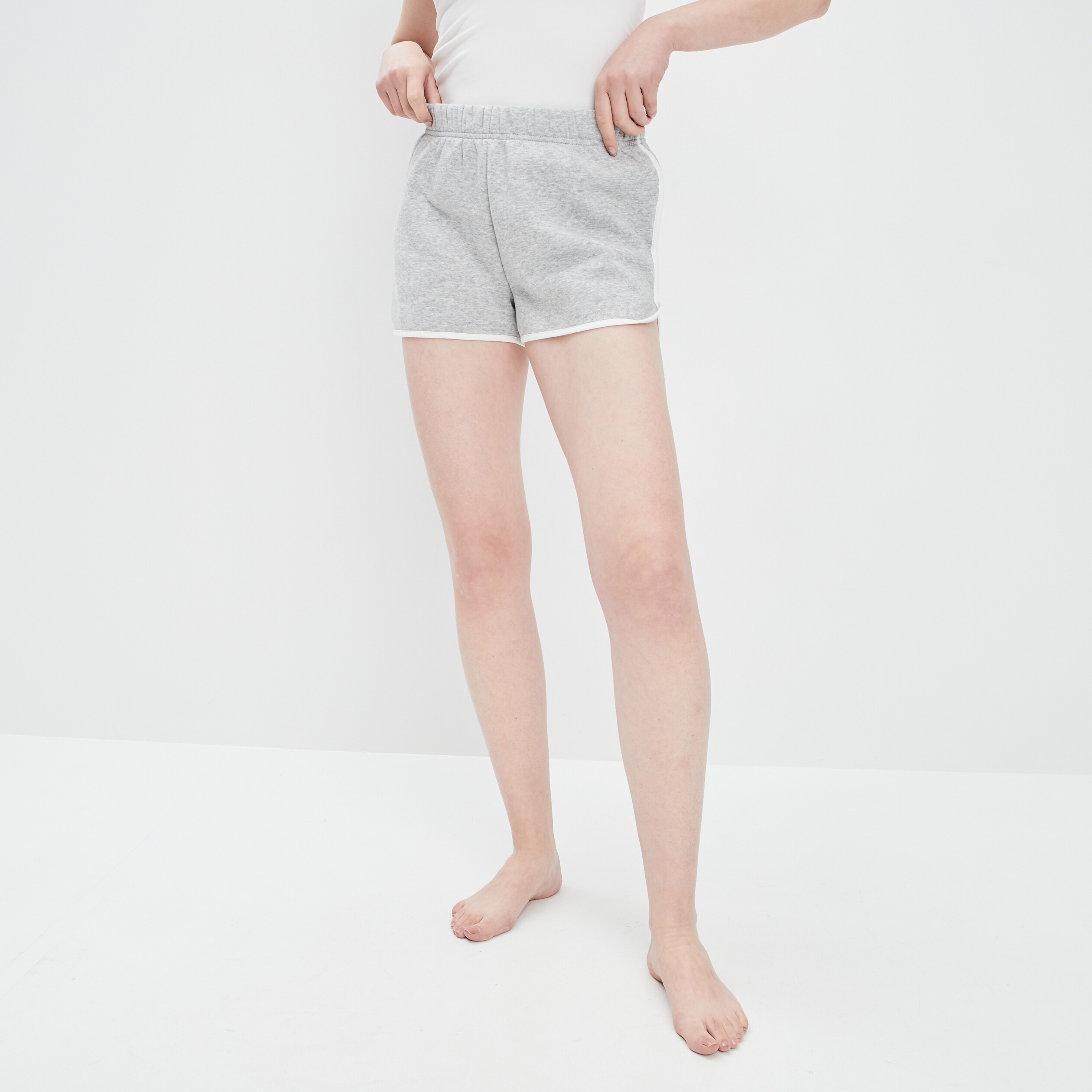 Short droit taille élastiquée gris clair femme | La Halle