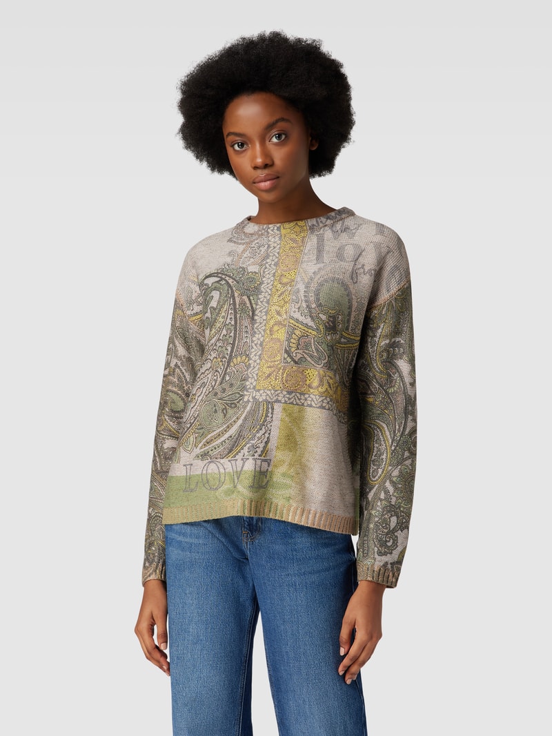 Strickpullover mit Allover-Muster in sand