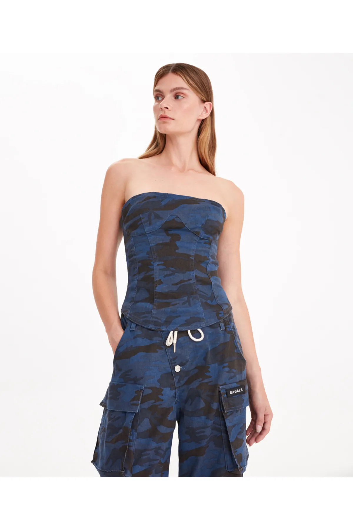 SAGAZA  Bustier - Blau - Unifarben