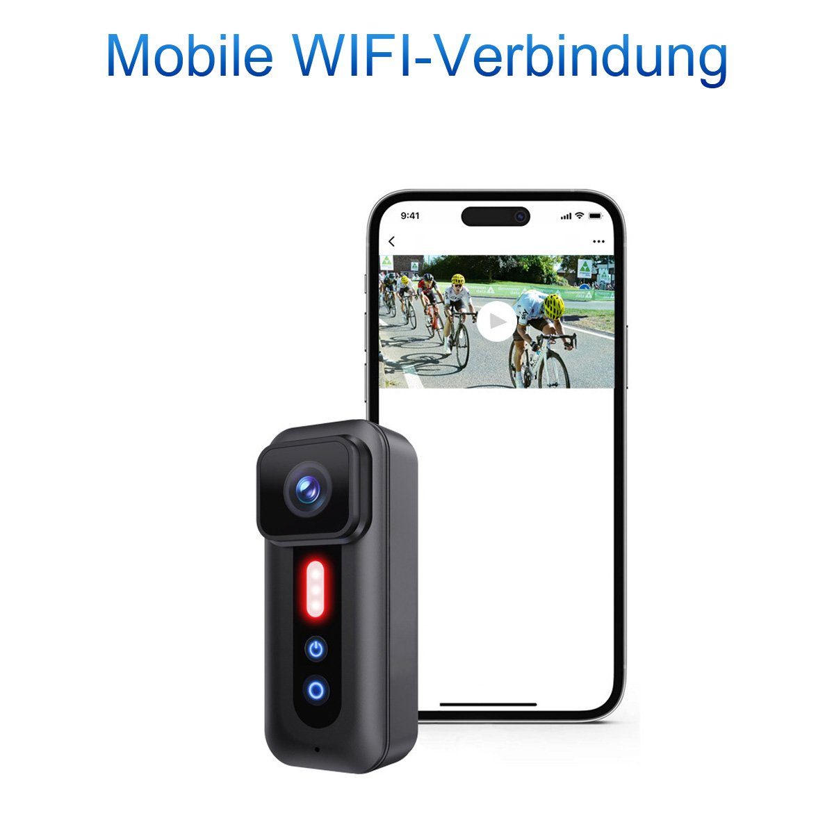 Yoyaxi Fahrrad-Motorrad-Fahrsport-Dashcam 4K, wasserdicht, WiFi-fähig. Dashcam (WLAN-Verbindung für Mobiltelefone, 155°-Weitwinkelansicht)