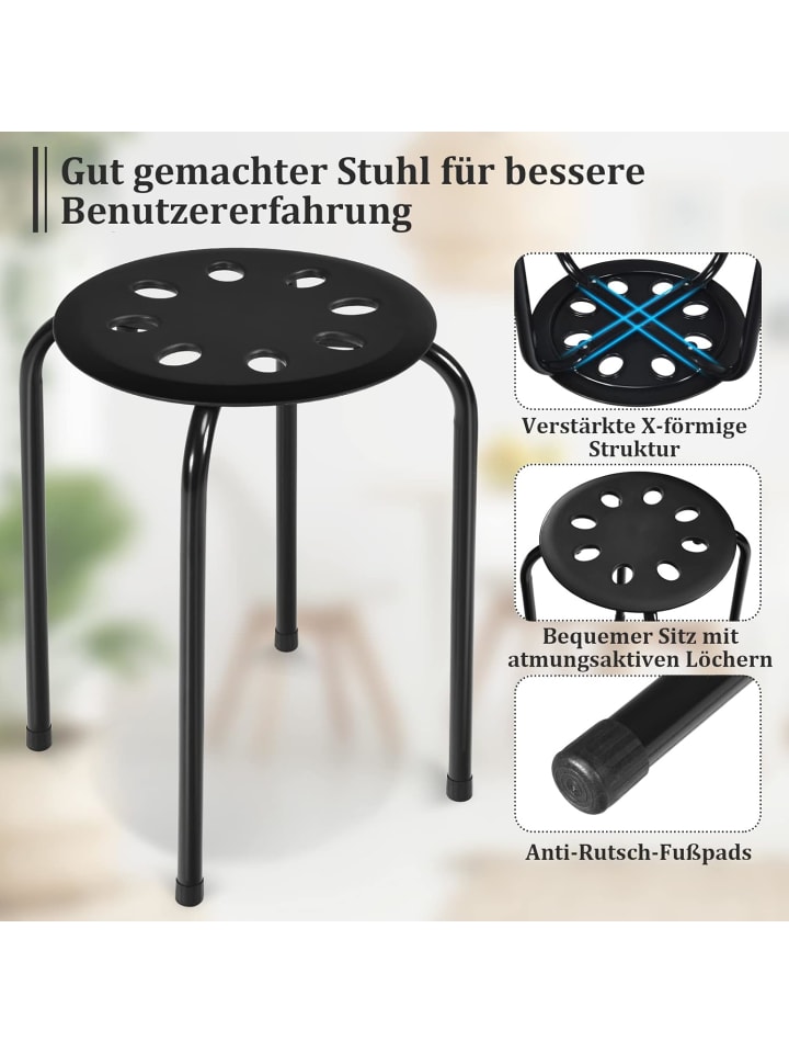 COSTWAY 6er Set Sitzhocker in Schwarz günstig kaufen onesize