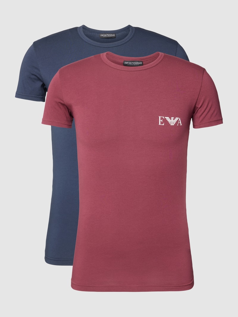 T-Shirt mit Label-Print in bordeaux rot
