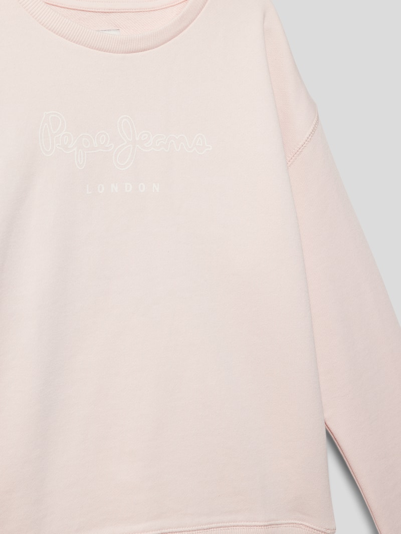 Sweatshirt mit Label-Print Modell 'ROSE' in hellrosa
