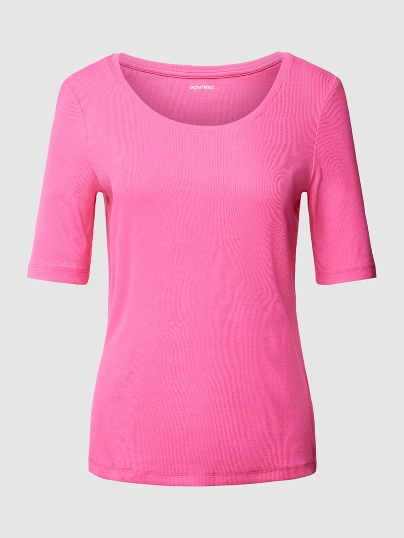 T-Shirt mit Rundhalsausschnitt Modell 'Mila' in fuchsia