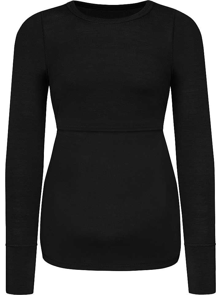 Normani Outdoor Sports Merino Umstands-Langarm-Shirt „Cambria“ in Schwarz günstig kaufen M