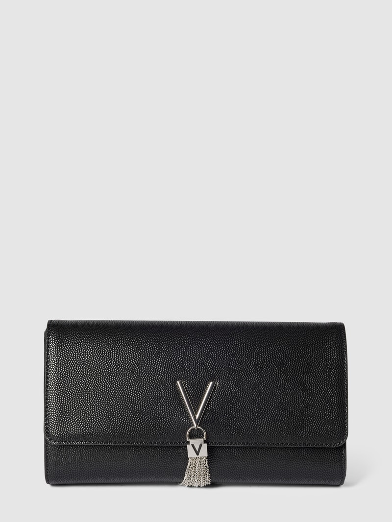 Clutch mit Label-Applikation Modell 'DIVINA' in schwarz