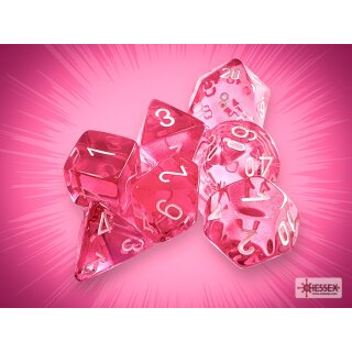 Translucent Polyhedral Pink/white 7-Die Set