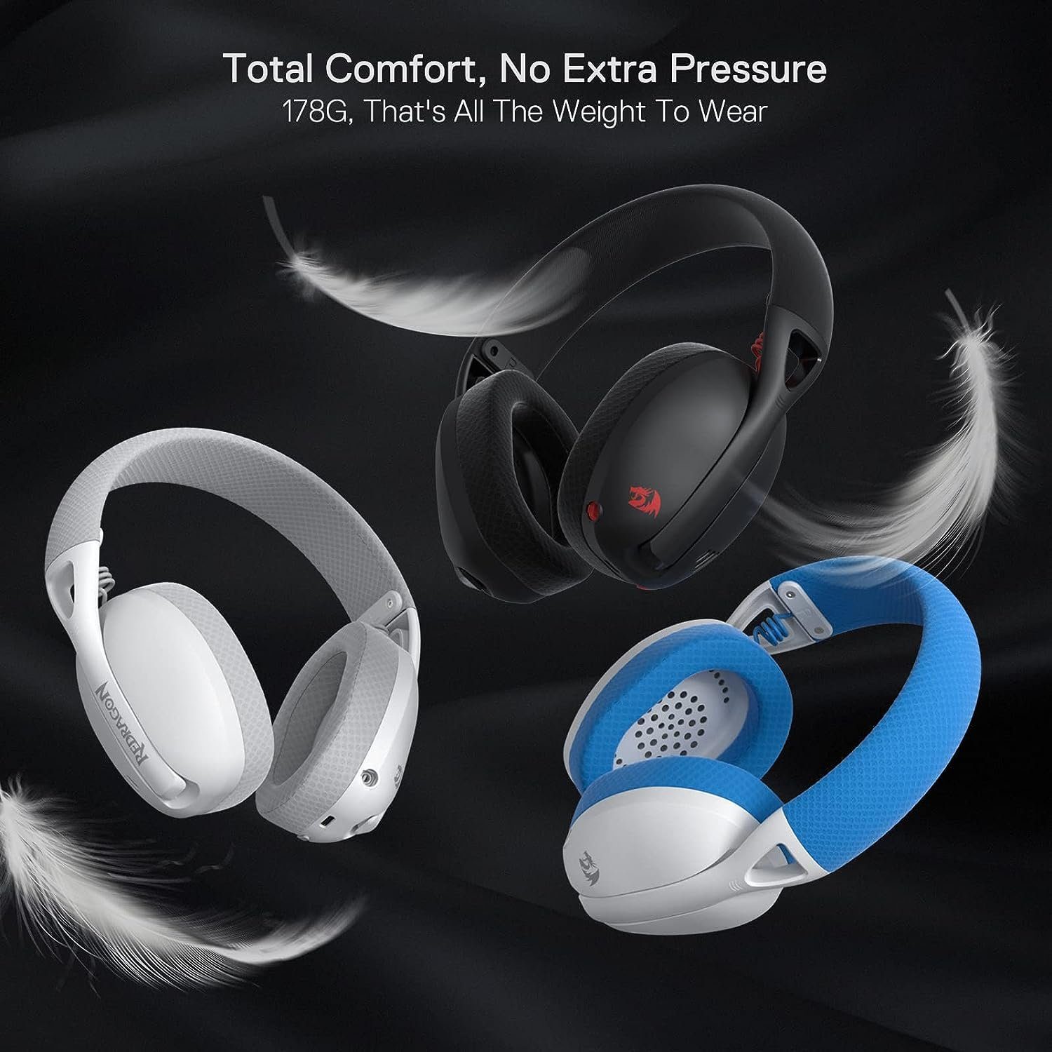 Redragon Redragon H848 BT/2.4G/verkabeltes Gaming-Headset, abnehmbares Mikrofon Gaming-Headset (Bluetooth, kabelgebundene Verbindungen, 2,4-GHz-Verbindung, kabelgebunden, mit gescglossener Akustik)