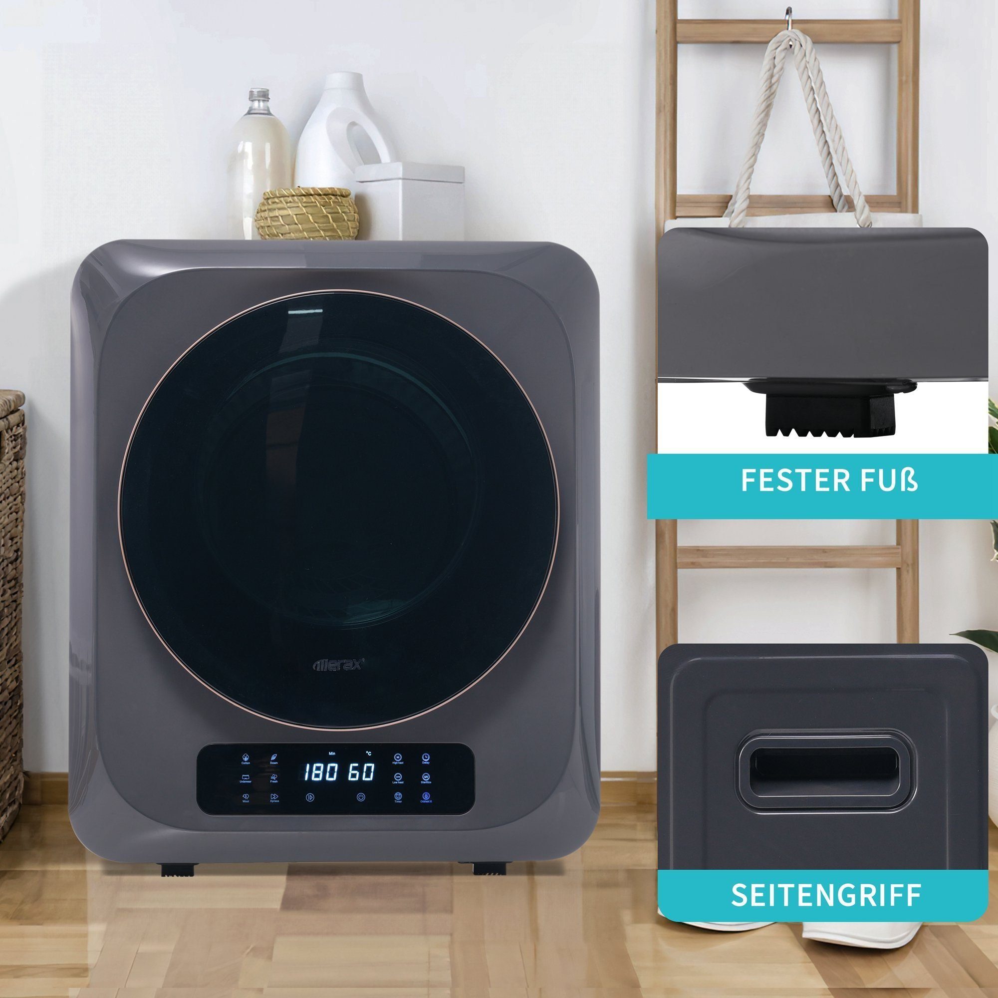 DOTMALL Wäscheständer mit UV-Sterilisation und LED Display,bis 4 kg,850 W,Mehrfachfiltration