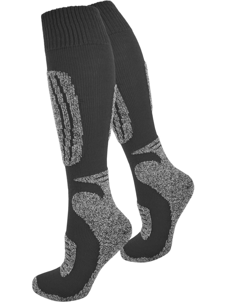 normani 2 Paar Ski-Kniestrümpfe Classic in Schwarz/Grau günstig kaufen