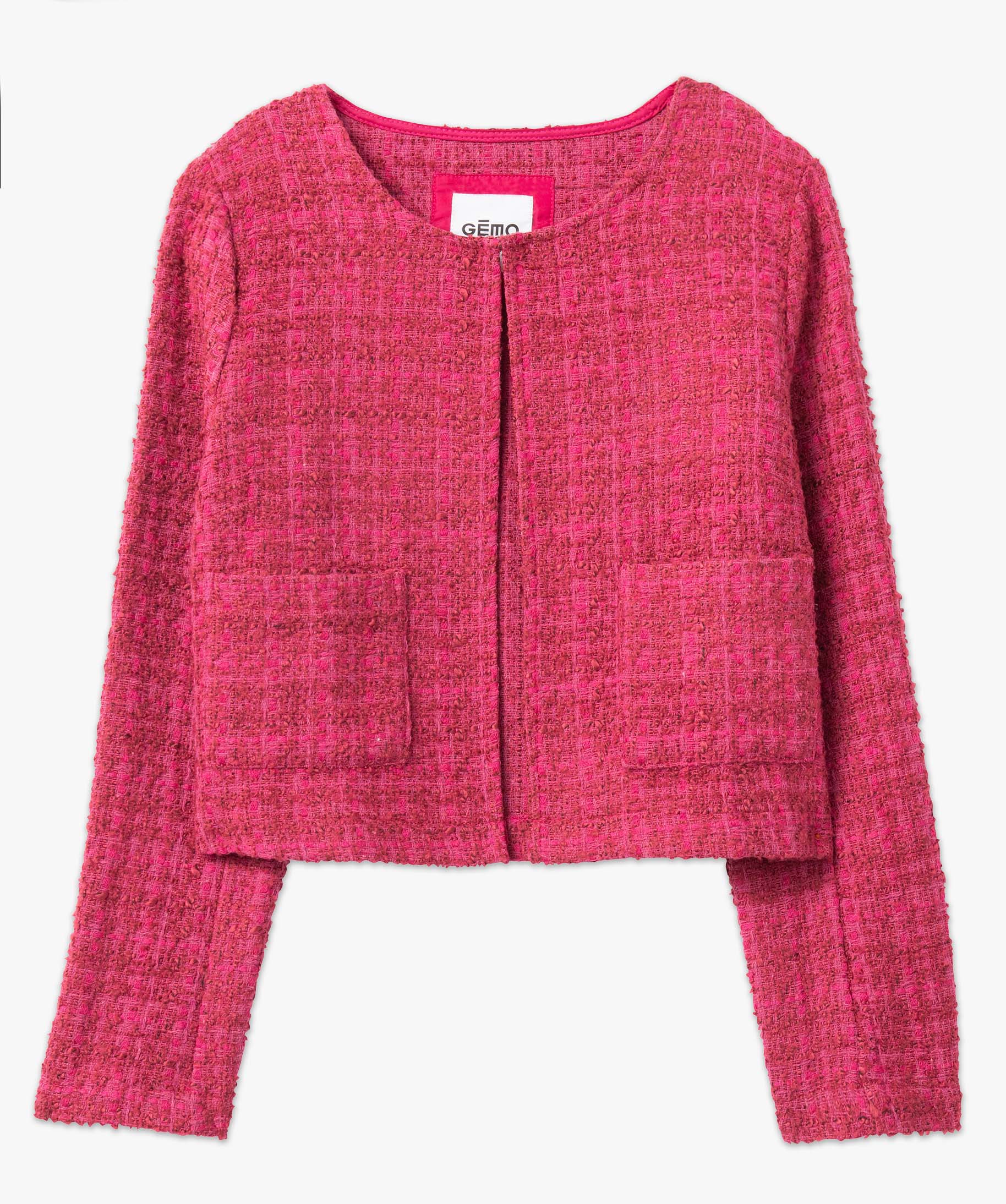 Veste femme aspect tweed coupe courte rose | GEMO