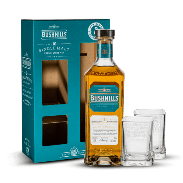Coffret Bushmills Single Malt 10 Ans + 2 Verres 40%
