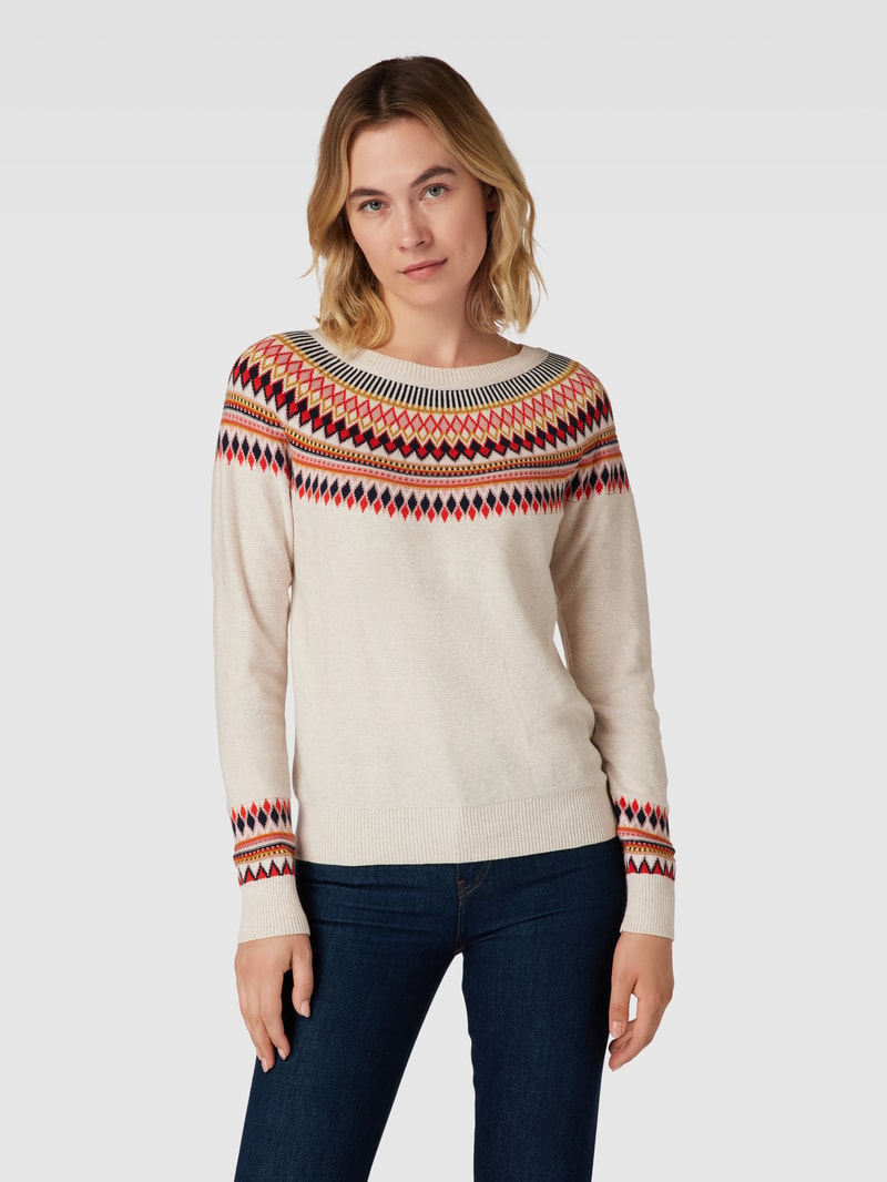 Strickpullover mit Zickzack-Muster in offwhite