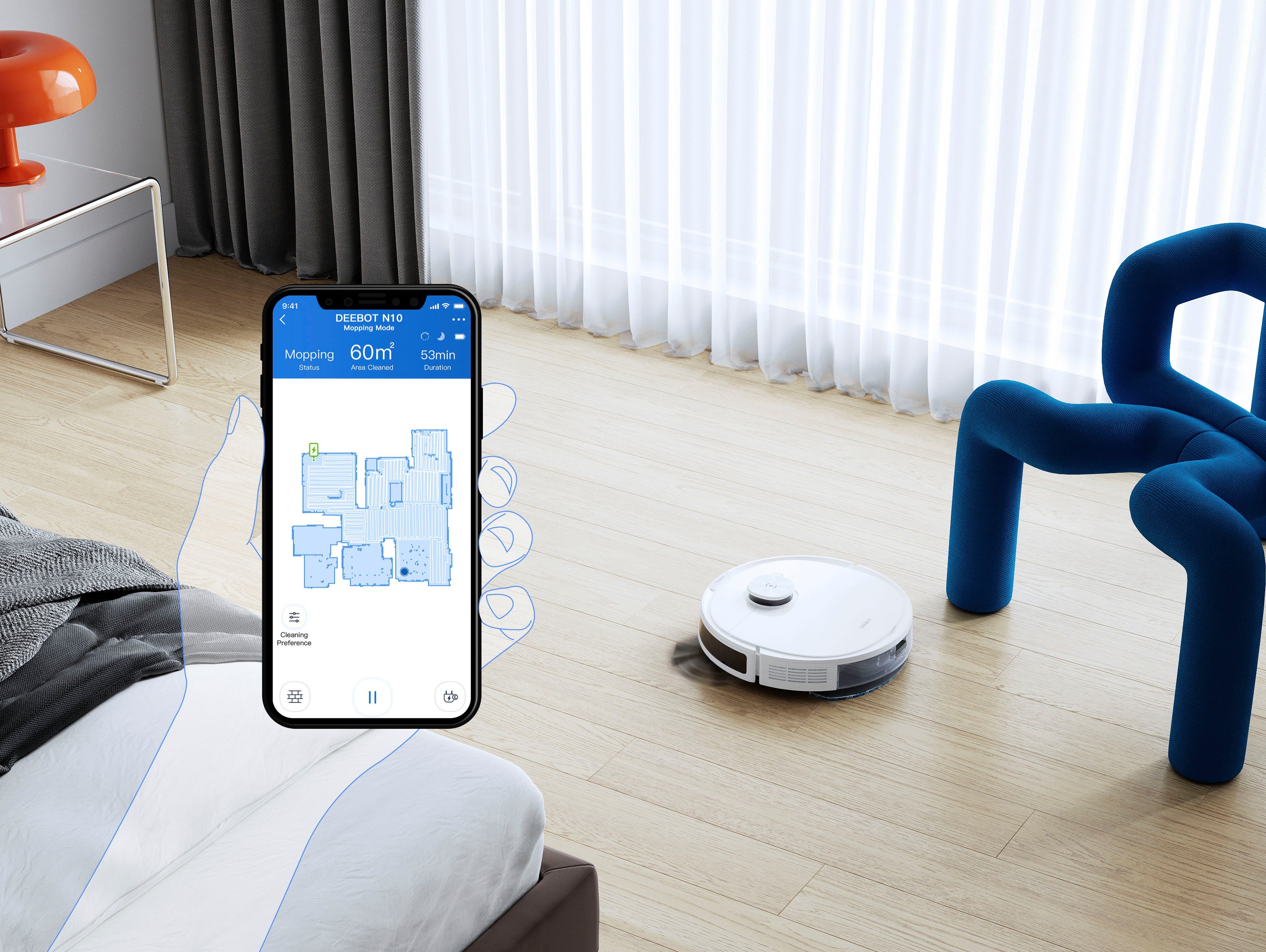 ECOVACS Nass-Trocken-Saugroboter DEEBOT N10 Plus, 4300PA, LiDAR Navigation, Absaugstation, für Hartboden, Teppich, Weiss