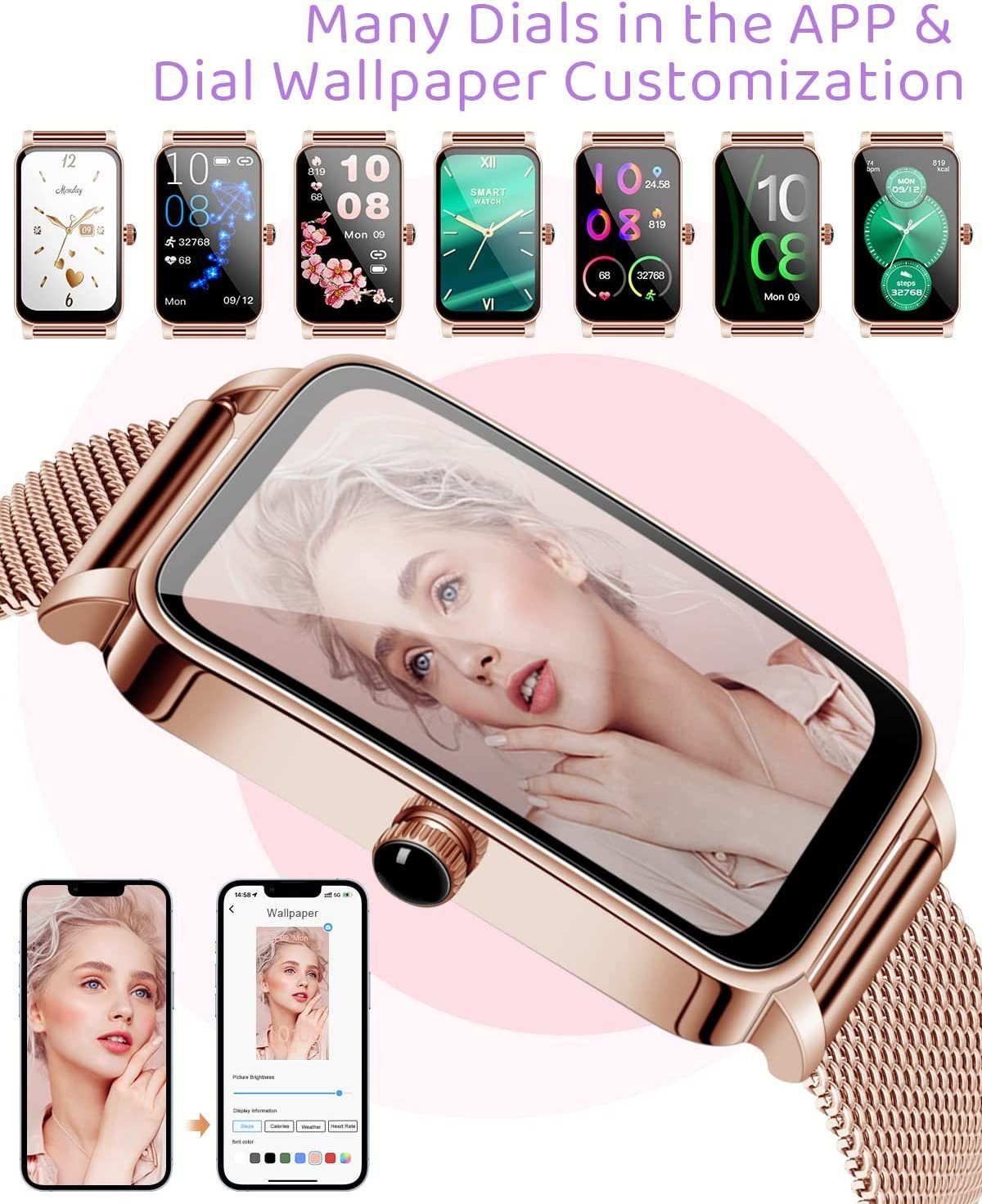 Mutoy Smartwatch, Fitness Tracker Uhr, Damen Herren Smartwatch (Fitnessuhr mit Telefonfunktion 1,45