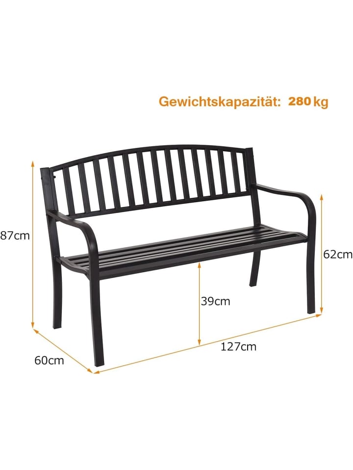COSTWAY Gartenbank 2-3 Sitzer in Schwarz günstig kaufen onesize