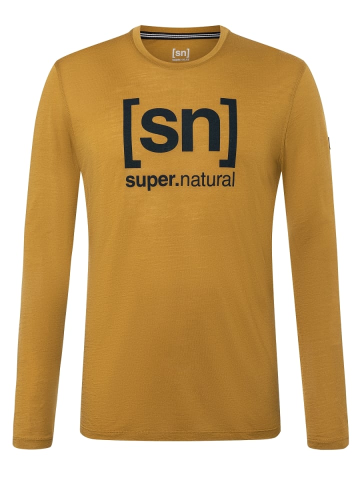 super.natural Merino Longsleeve LOGO LS in gelb günstig kaufen S