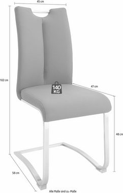 MCA furniture Freischwinger Artos (Set, 2 St), Stuhl mit Echtlederbezug, bis 140 Kg belastbar