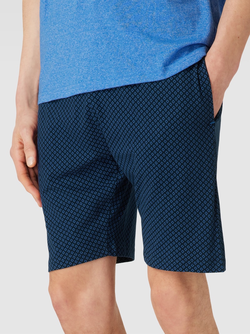 Shorts mit Label-Print in dunkelblau