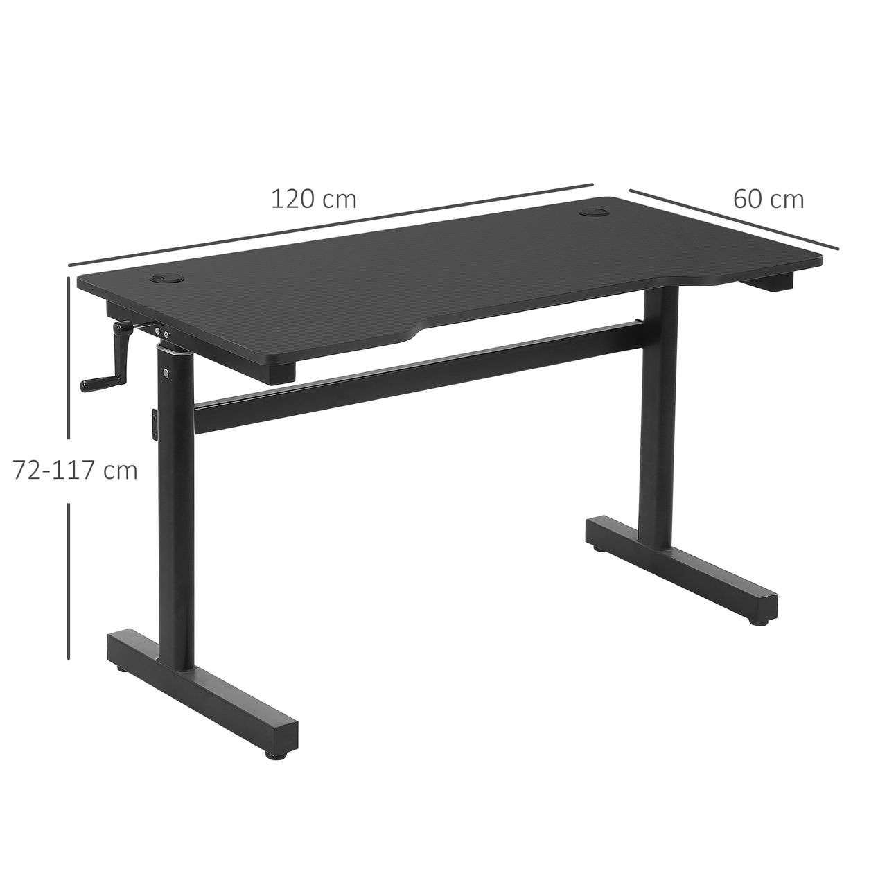 Vinsetto Schreibtisch Computertisch Schwarz 120 x 60 x 72-117 cm