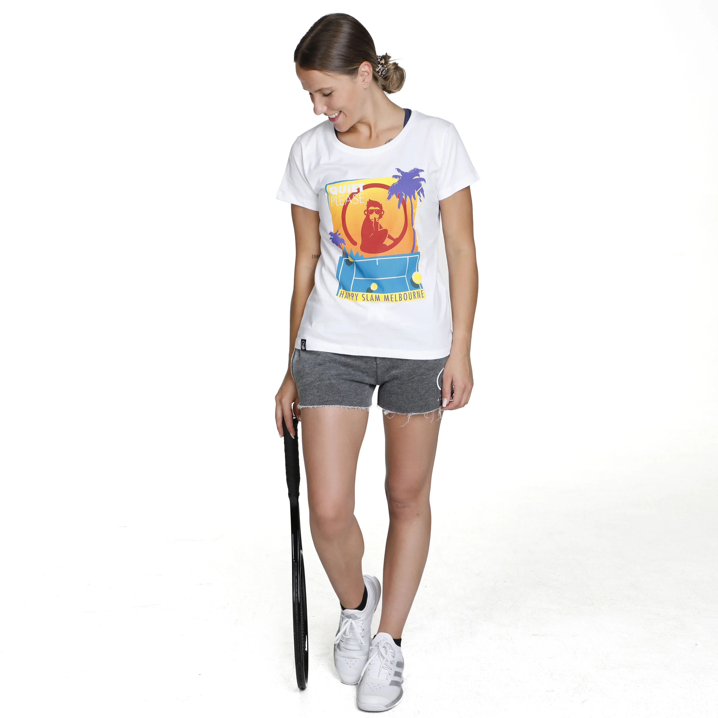Happy Slam T-Shirt Damen - Weiß, Mehrfarbig