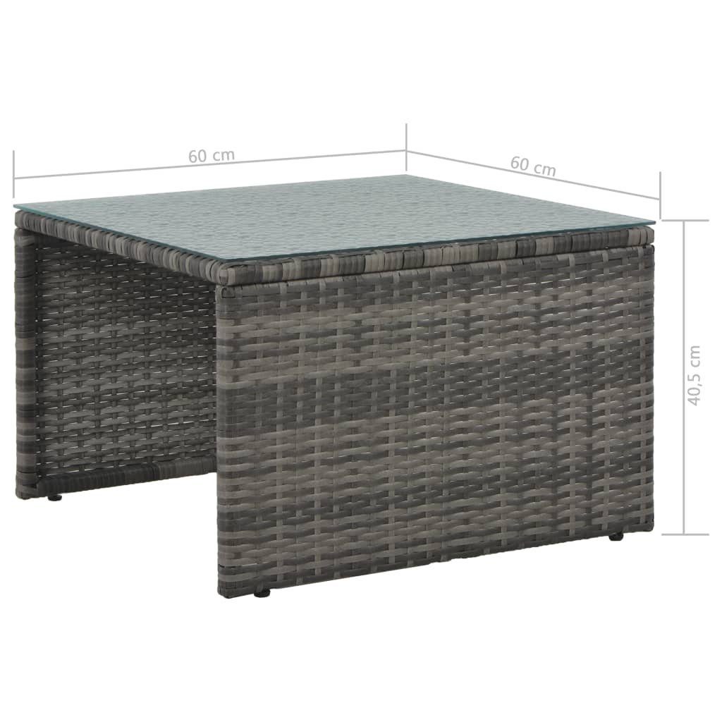 vidaXL Loungesofa 3-tlg. Garten-Lounge-Set mit Polstern Poly Rattan Grau