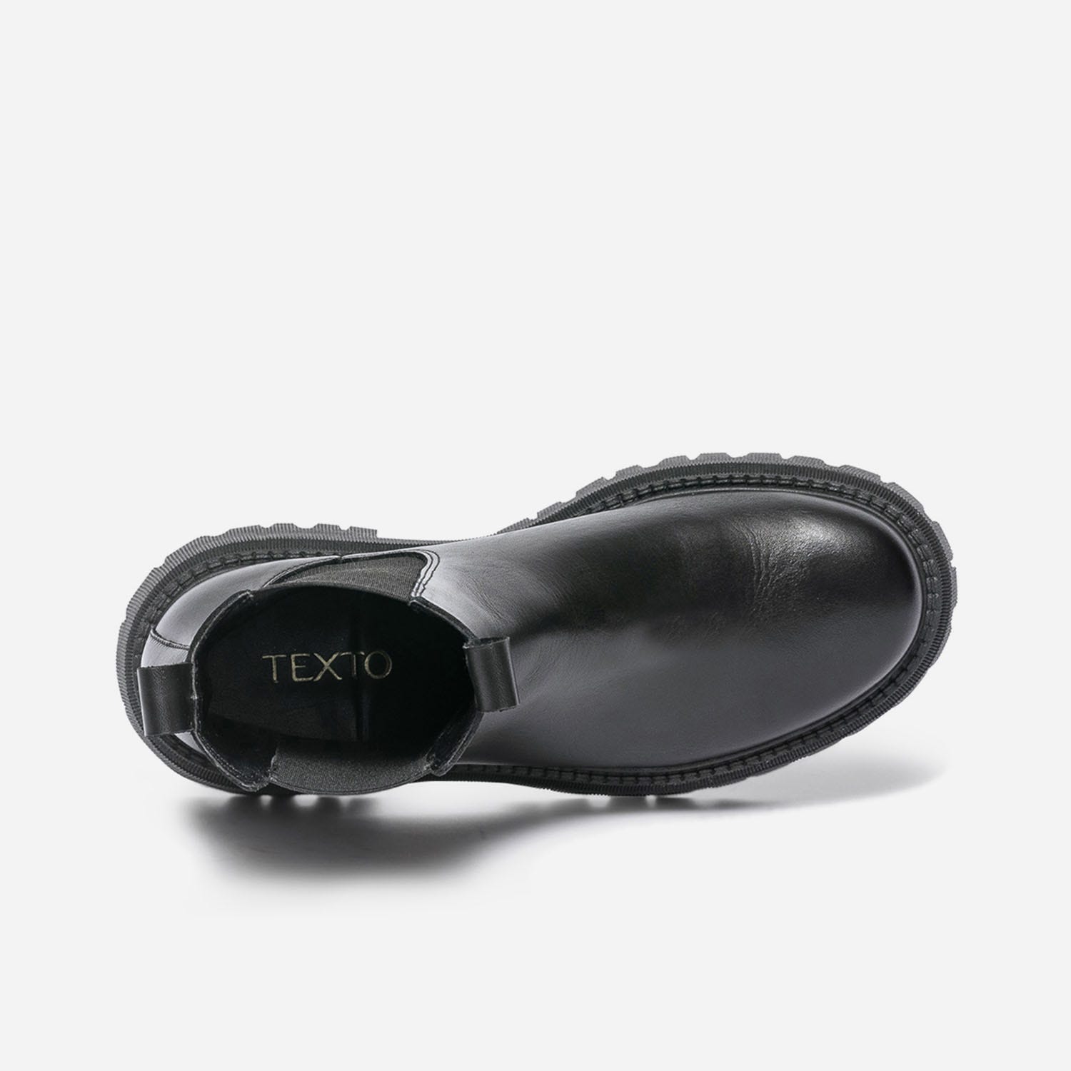 Chelsea boots TEXTO noir en cuir à semelle crantée