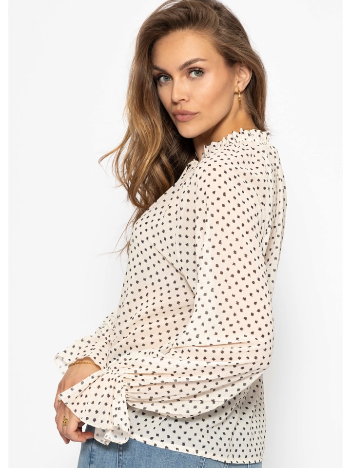 SASSYCLASSY Chiffonbluse mit Print in Beige günstig kaufen