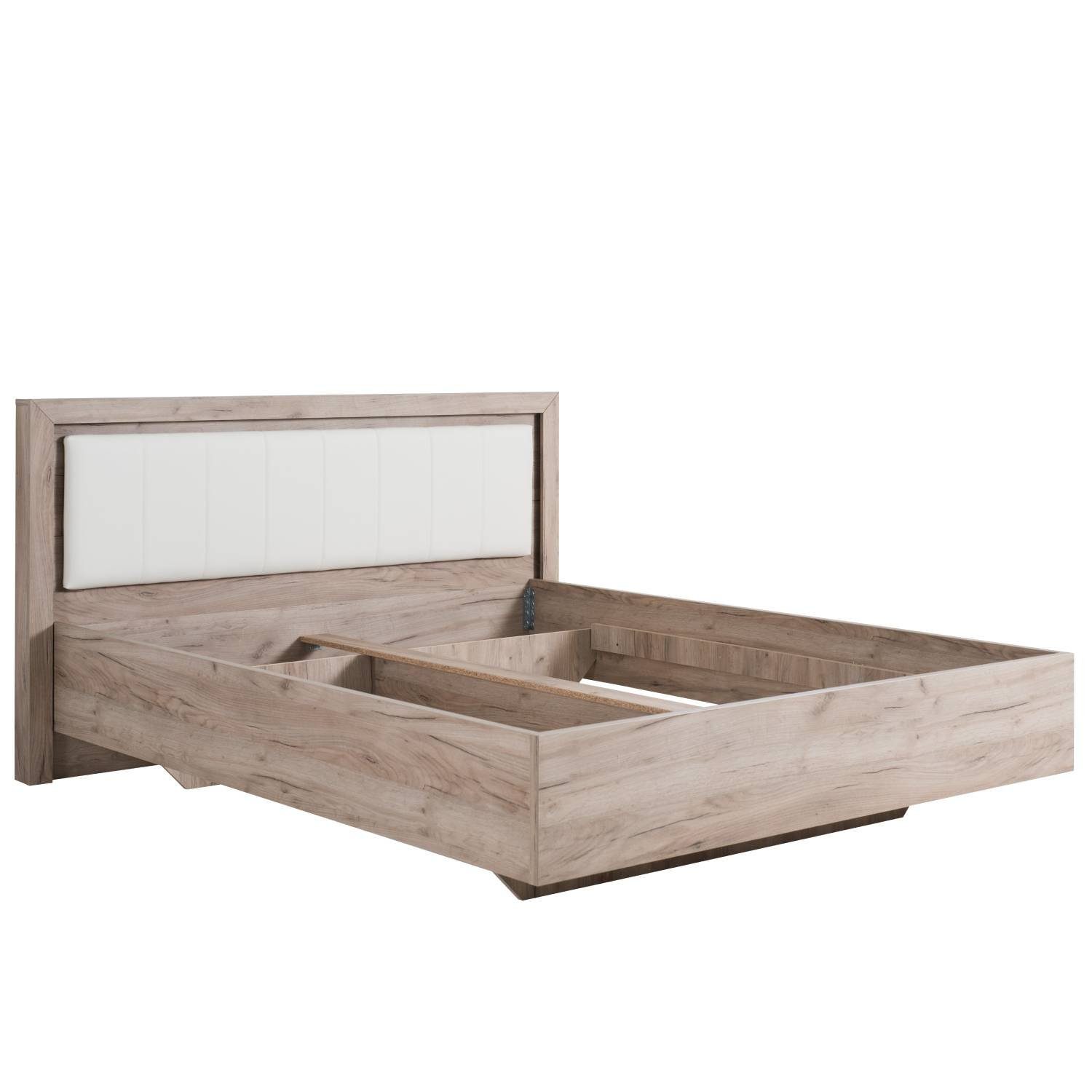 Homestyle4u Holzbett Doppelbett 160x200 cm Lattenrost Kunstleder Weiß