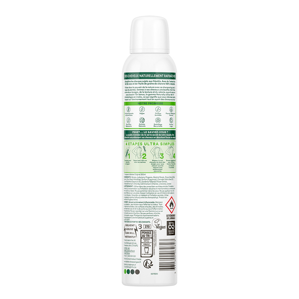 batiste Shampooing sec Naturally Coco et Chanvre Shampooing sec