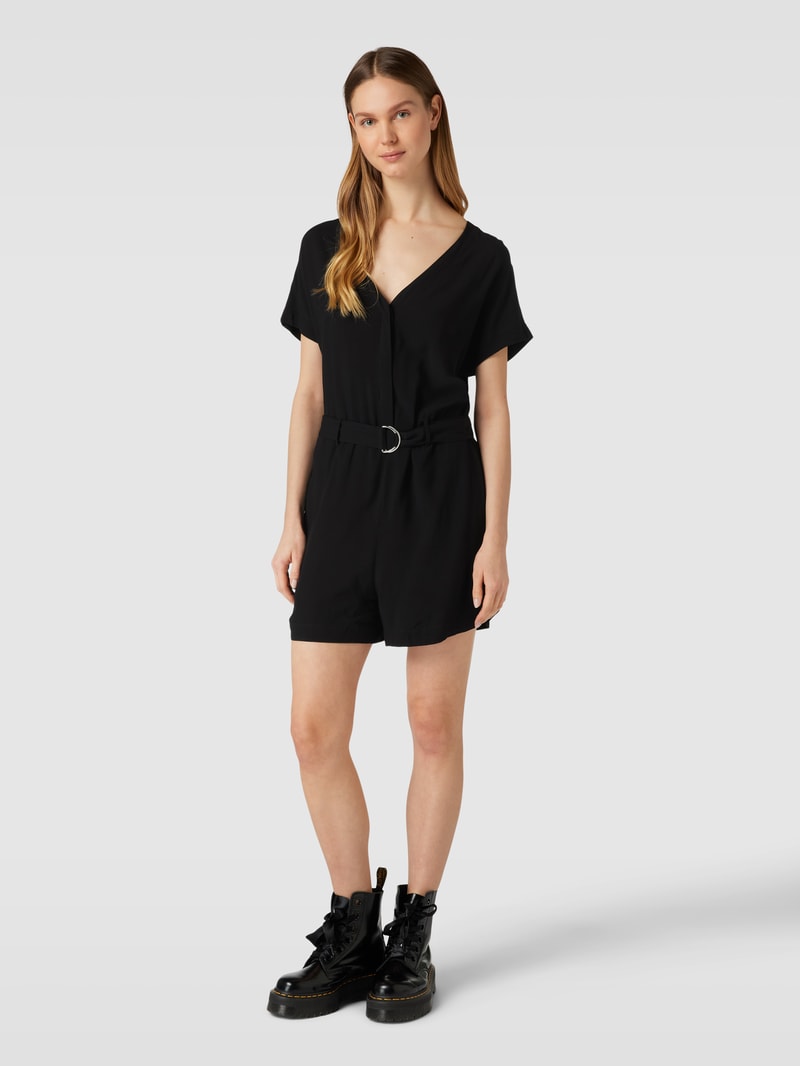 Playsuit aus Viskose in schwarz