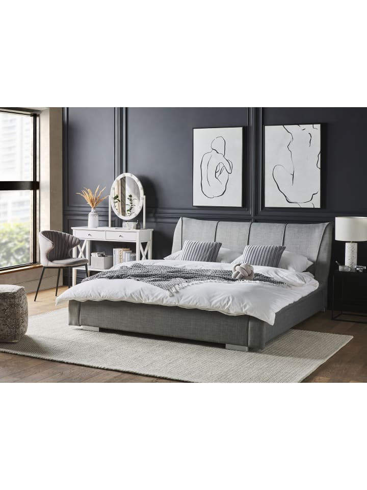 Beliani Doppelbett NANTES in Grau/Silber - (W) 168 x (H) 97 x (L) 237 cm günstig kaufen onesize