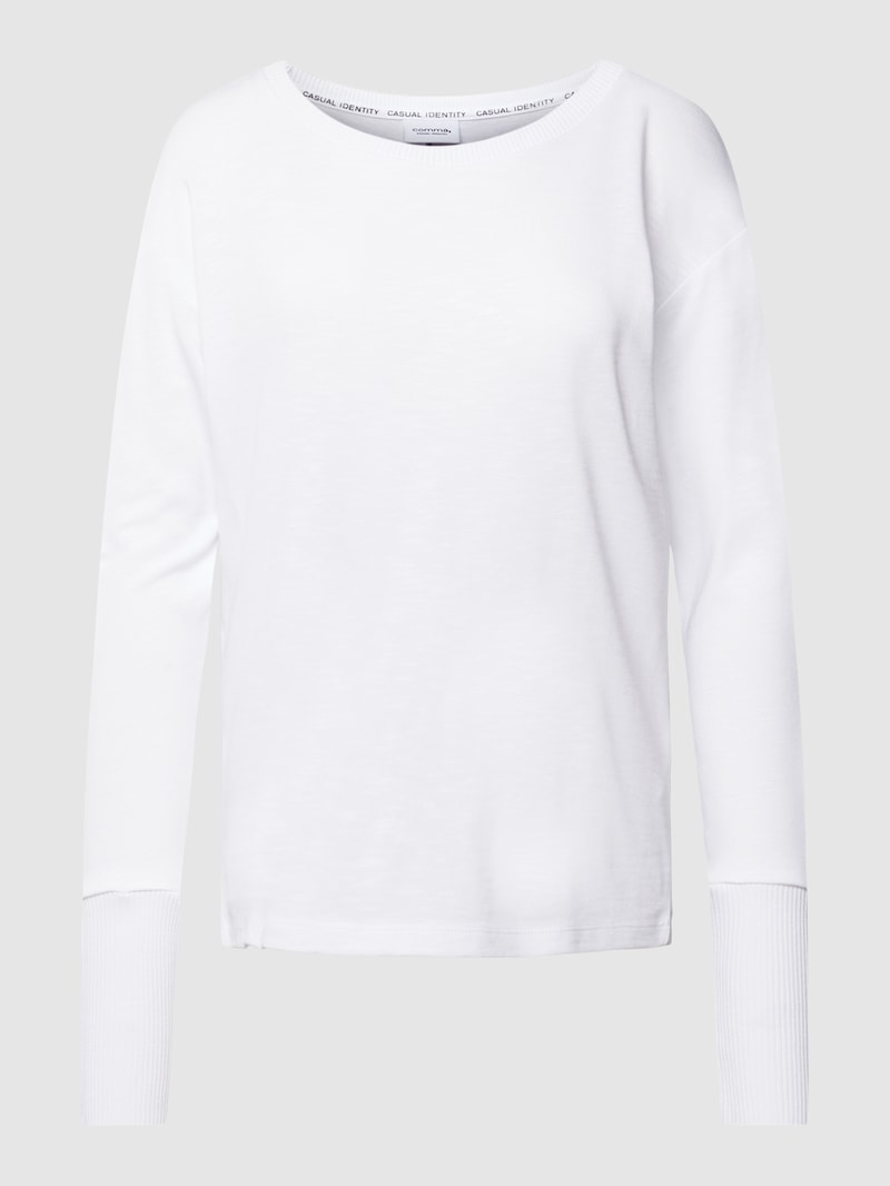 Longsleeve mit U-Boot-Ausschnitt in weiß