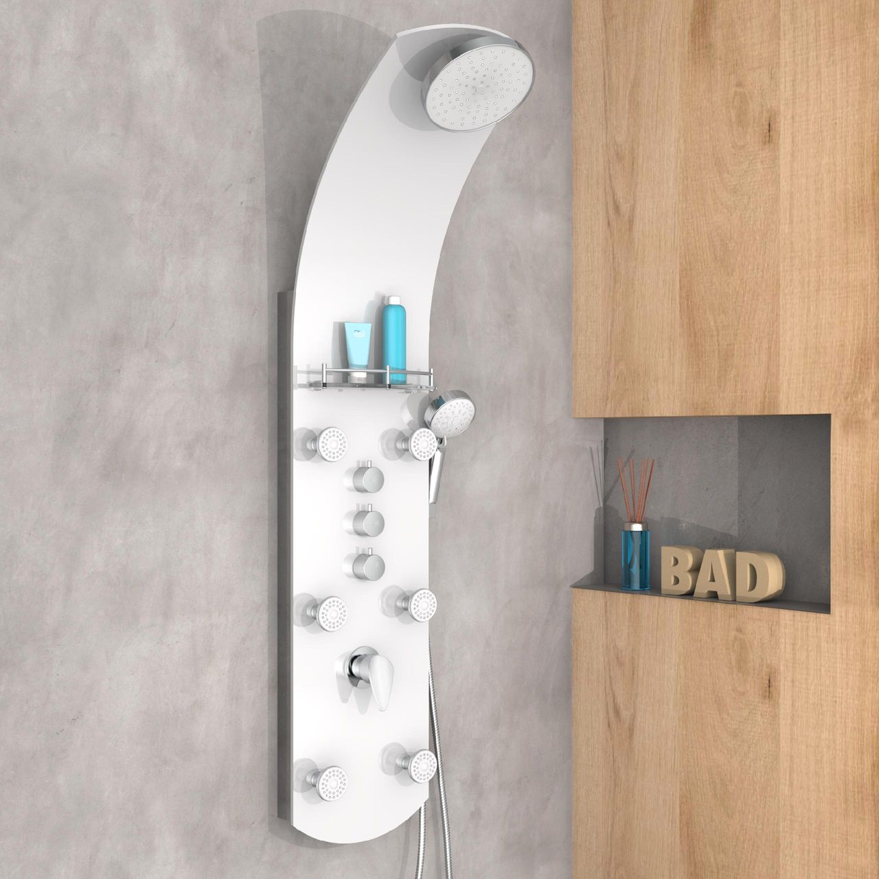Eisl Duschpaneel KARIBIK, Wellnessdusche 3 in 1 mit Regendusche, sechs Massagedüsen und Handbrause