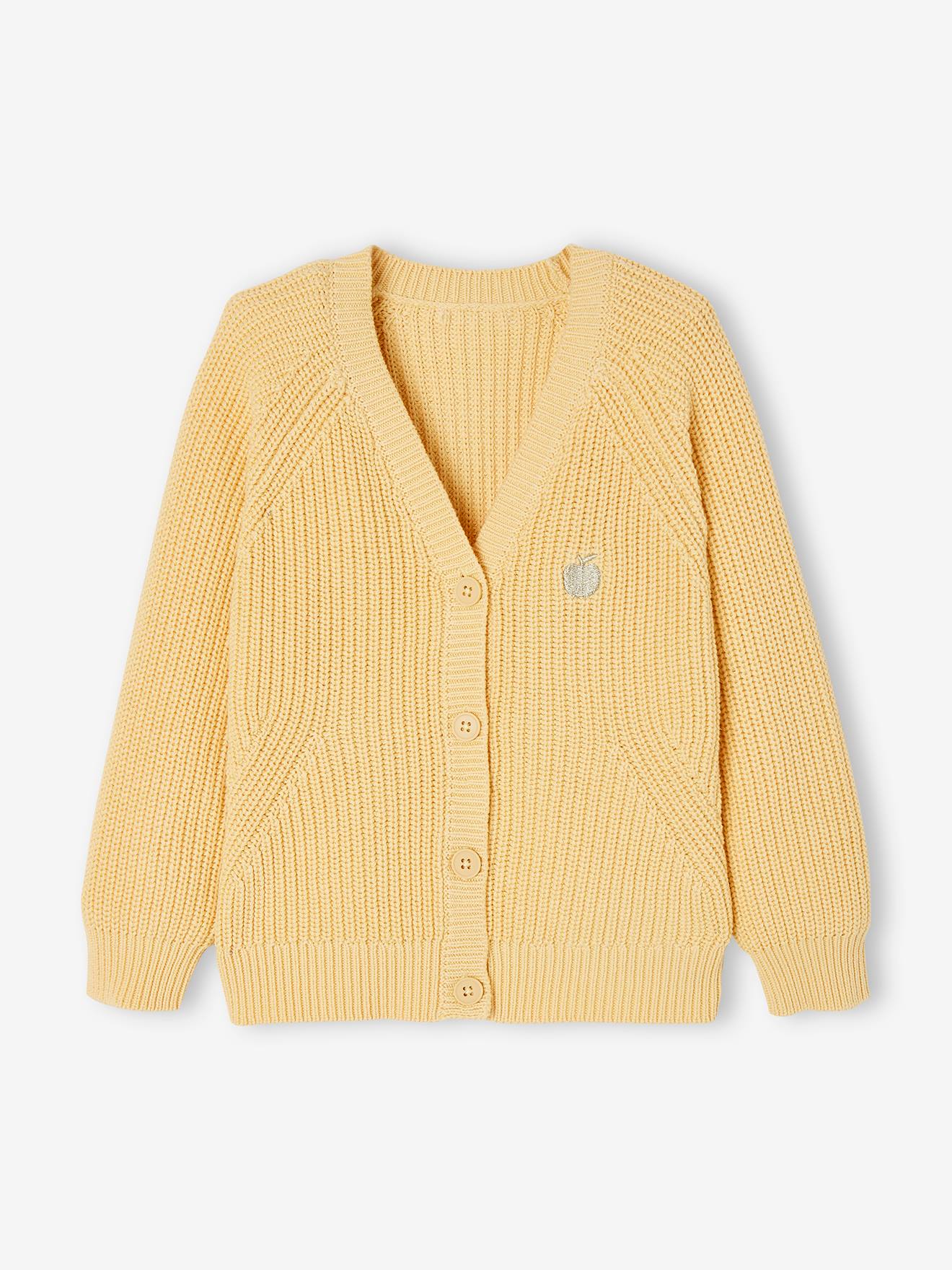 Vertbaudet Mädchen Strickjacke mit V-Ausschnitt - gelb