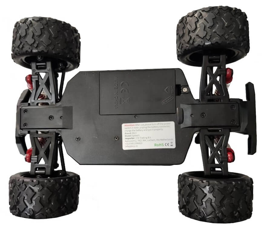 Blijr Blij´r Speed´r ferngesteuerter RC Monstertruck Rot 45 km/h, 1:18, 2 Akkus, Allrad, 100m, Ersatzkarosserie