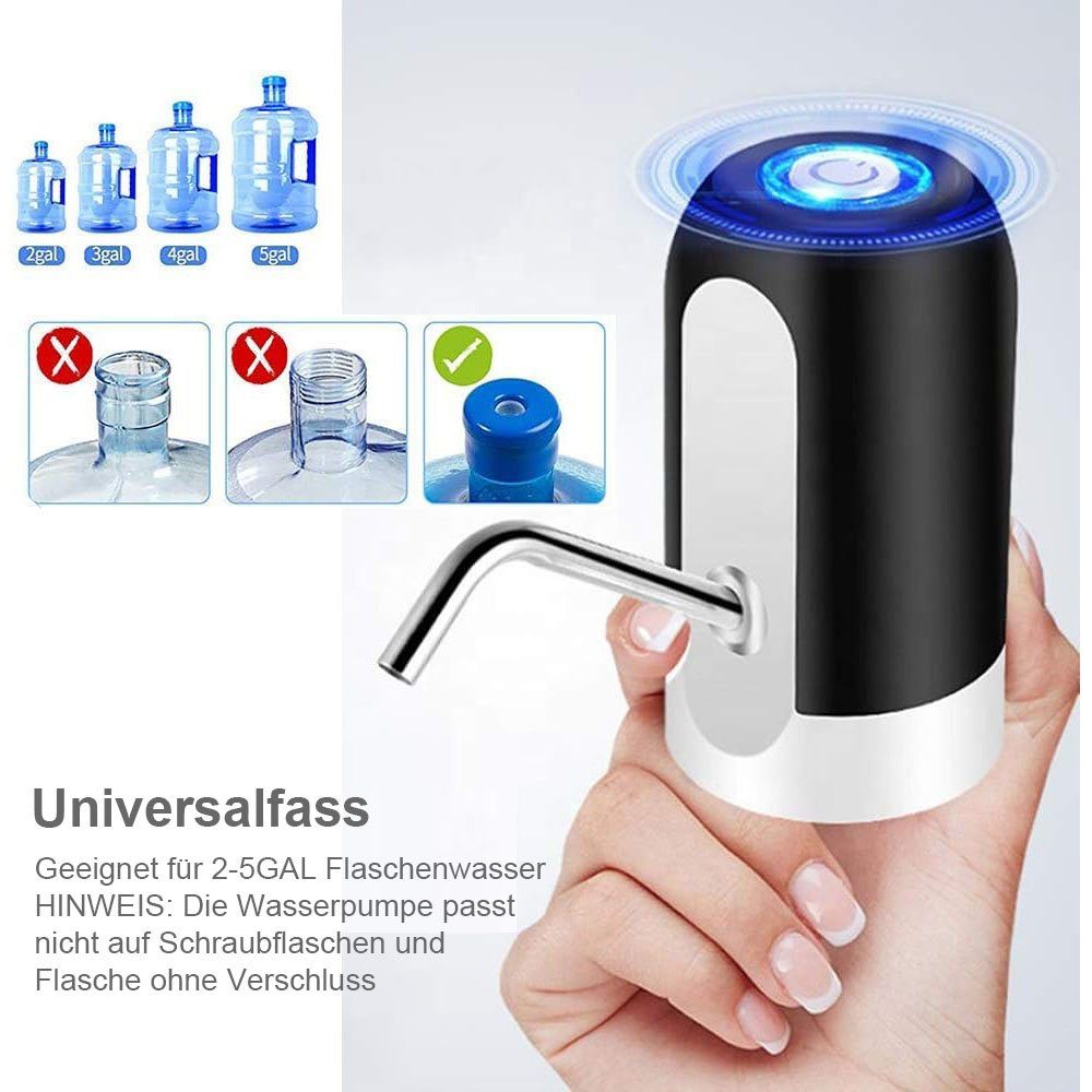TUABUR Wasserpumpe Tragbare wiederaufladbare USB-Wasserspenderpumpe für den Haushalt