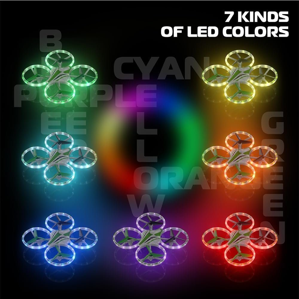 OBEST Mini Drohne für Kinder RC Quadrocopter mit coole LED Lichter Drohne (mit 2 modulare Akkus 3D Flips HöhehaltenundKopflosemModus Höhenhaltung)