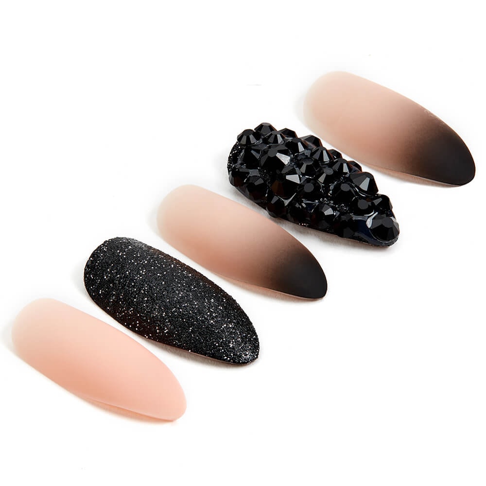 Ardell Nail Addict Black Stud & Pink Ombre Faux-ongles prêt à poser Ardell avec accessoires