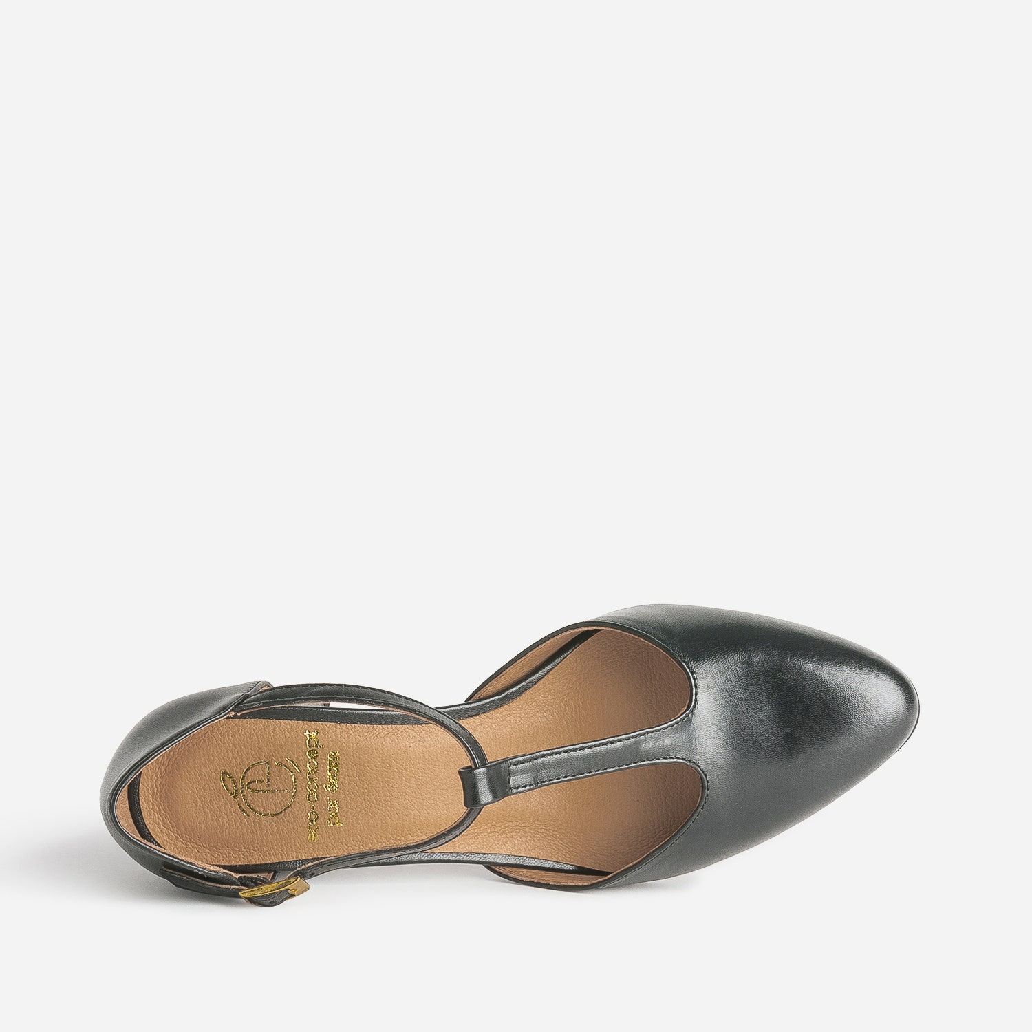 Escarpin-salomé noir éco-conçu en cuir
