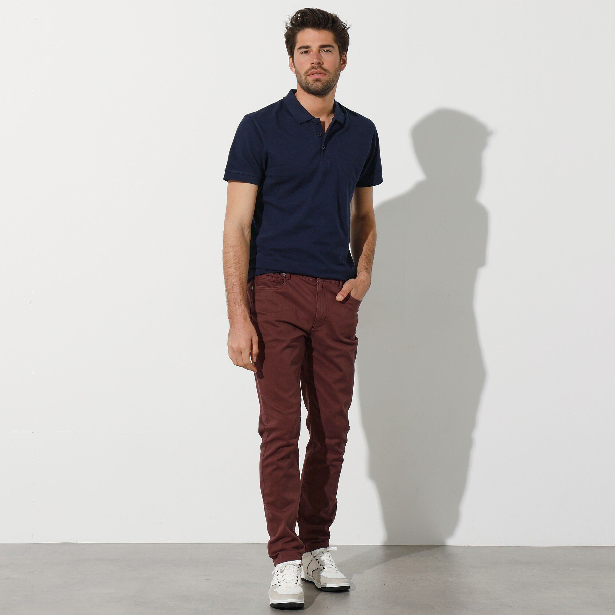 Pantalon droit 5 poches twill coton extensible