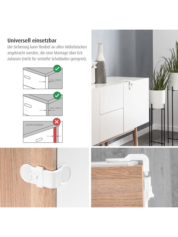 Reer [Vorteilspack] Schrank- und Schubladensicherung in Weiß ab 0 Monate günstig kaufen onesize