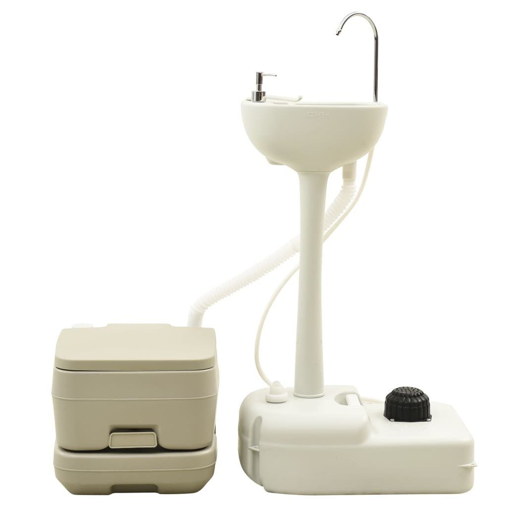 vidaXL Campingtoilette Campingtoilette 10 10L und Handwaschbecken 20L Set Tragbar Grau
