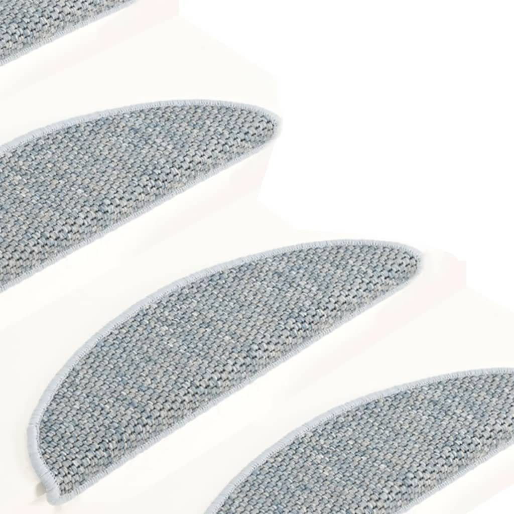 Stufenmatte Treppenmatten Selbstklebend Sisal-Optik 15 Stk. 56x17x3cm Blau, vidaXL, Rechteckig, Höhe: 0.53 mm