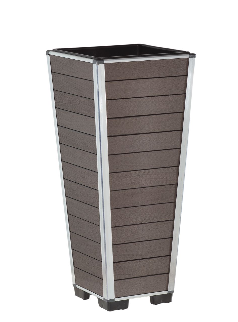 Weles Pflanzgefäß WPC, 27 x 27 x 62 cm, braun