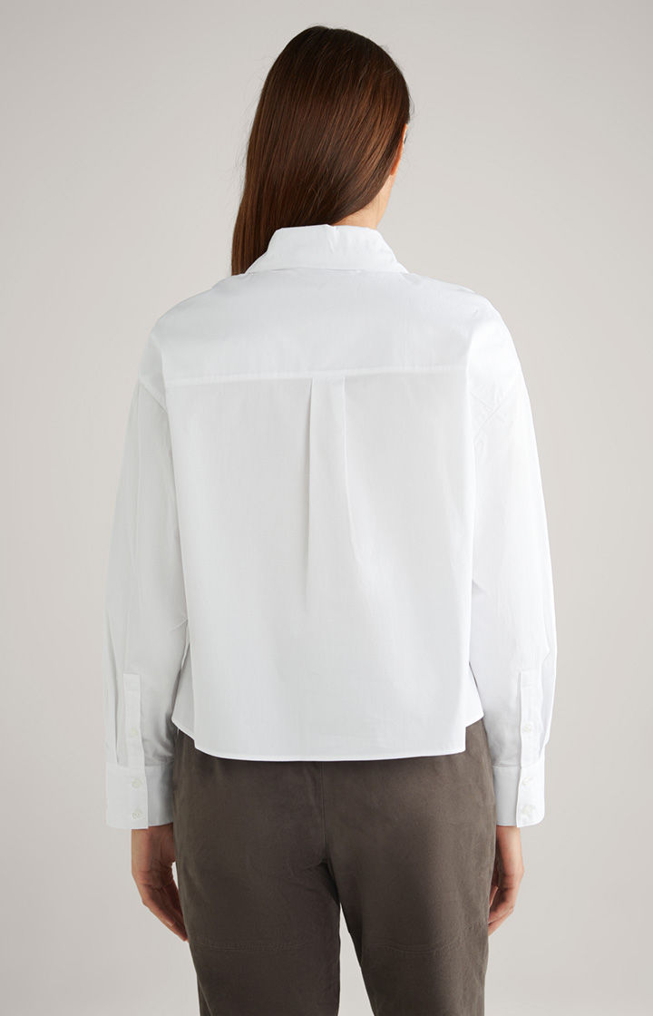 Baumwoll-Twill-Bluse in Weiß