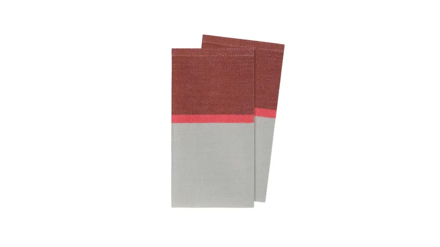 REMEMBER Baumwoll-Servietten Raspberry, 2er-Set 3 farbig - rot/rot/grau